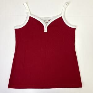 NWT Vintage LOFT Ann Taylor Red Camisole Tank Top M White Trim Y2K